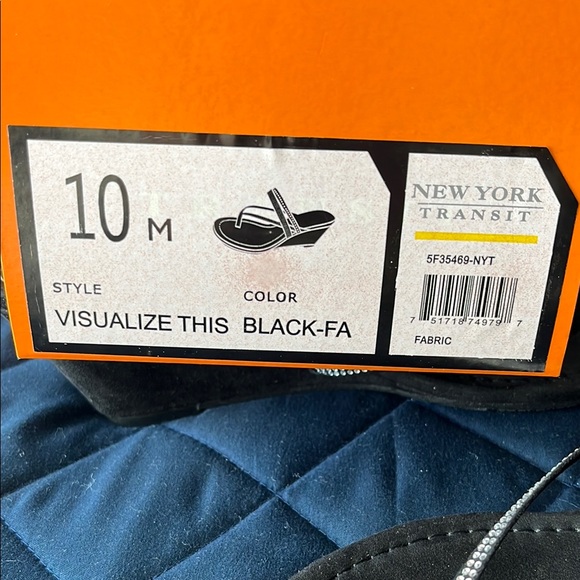 New York Transit Black Thong Sandals with Studded Strap - Picture 5 of 5